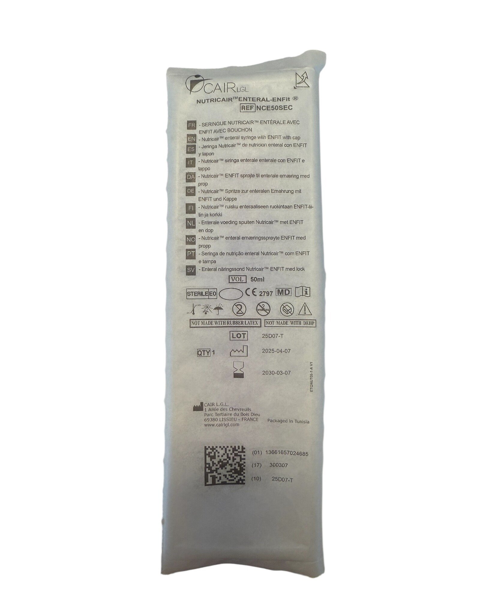 Cair Nutricair Enteral Syringe 50ml with cap- Sterile