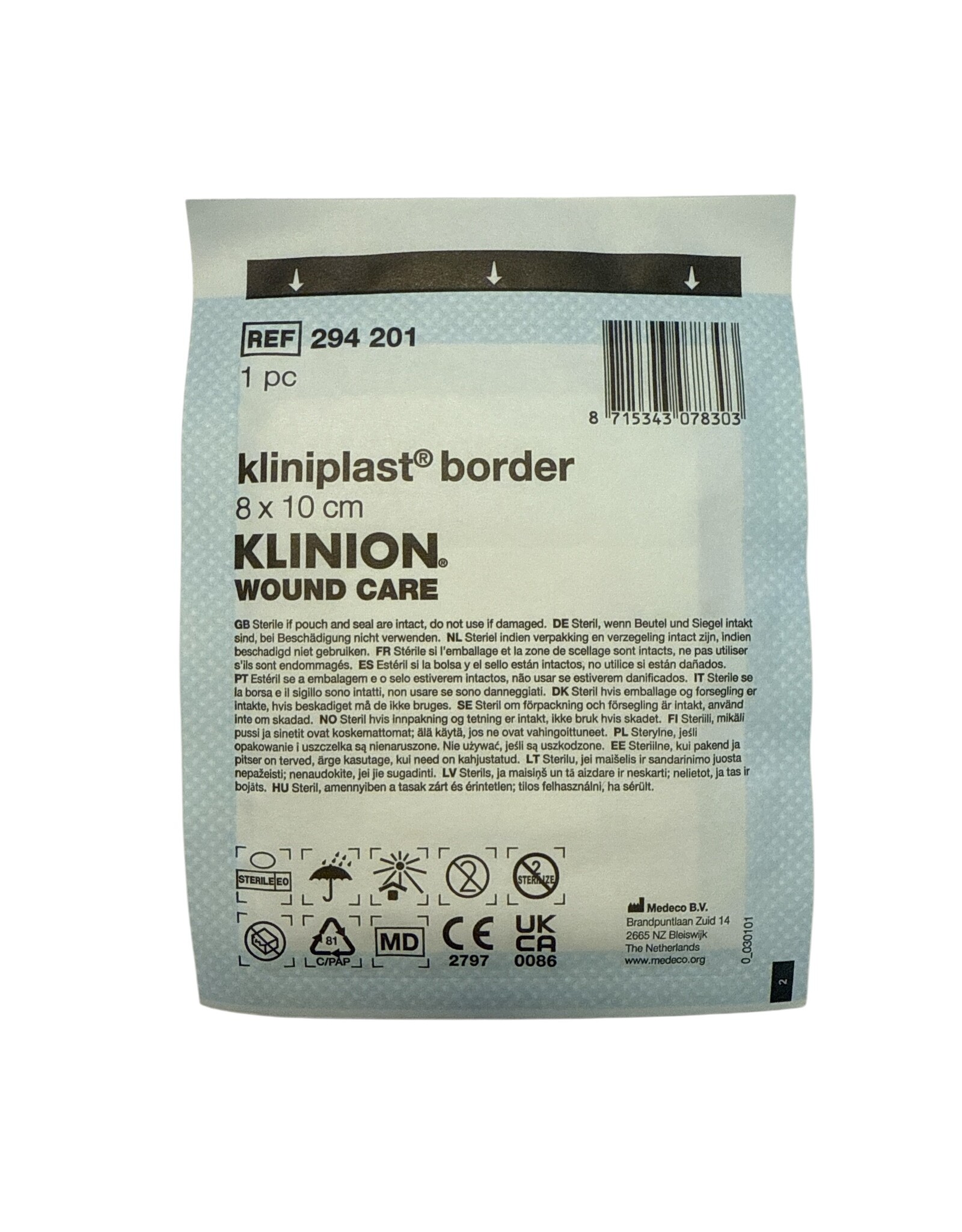 Klinion Klinion Kliniplast Nonwoven Border island plaster 8 x 10 cm white - 50 pieces sterile packed