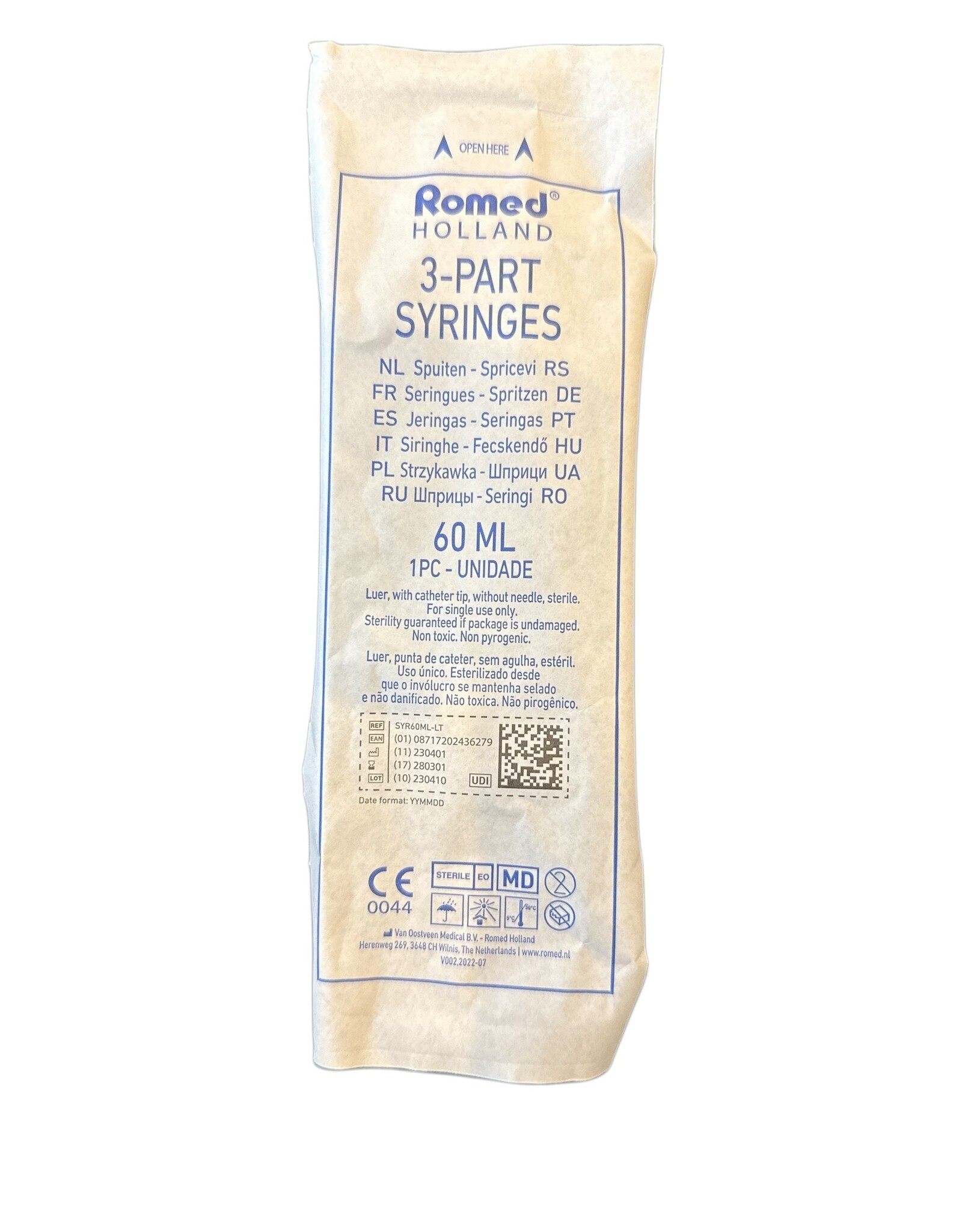 Romed Romed 3-piece syringes 60ml long tip 25 pieces Romed - Sterile packed