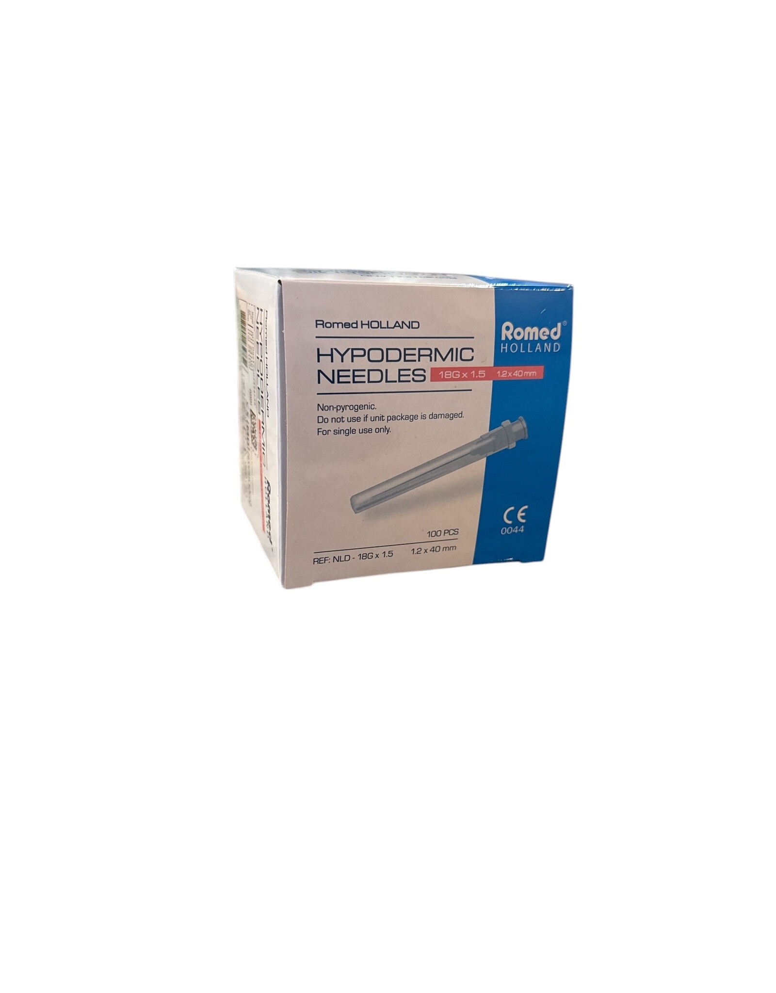 Romed Romed 100 pcs injection needle 18G x 1.5 - sterile needles - injection needles - Pink- White - Stainless Steel - Specially ground facet - injection - Copy