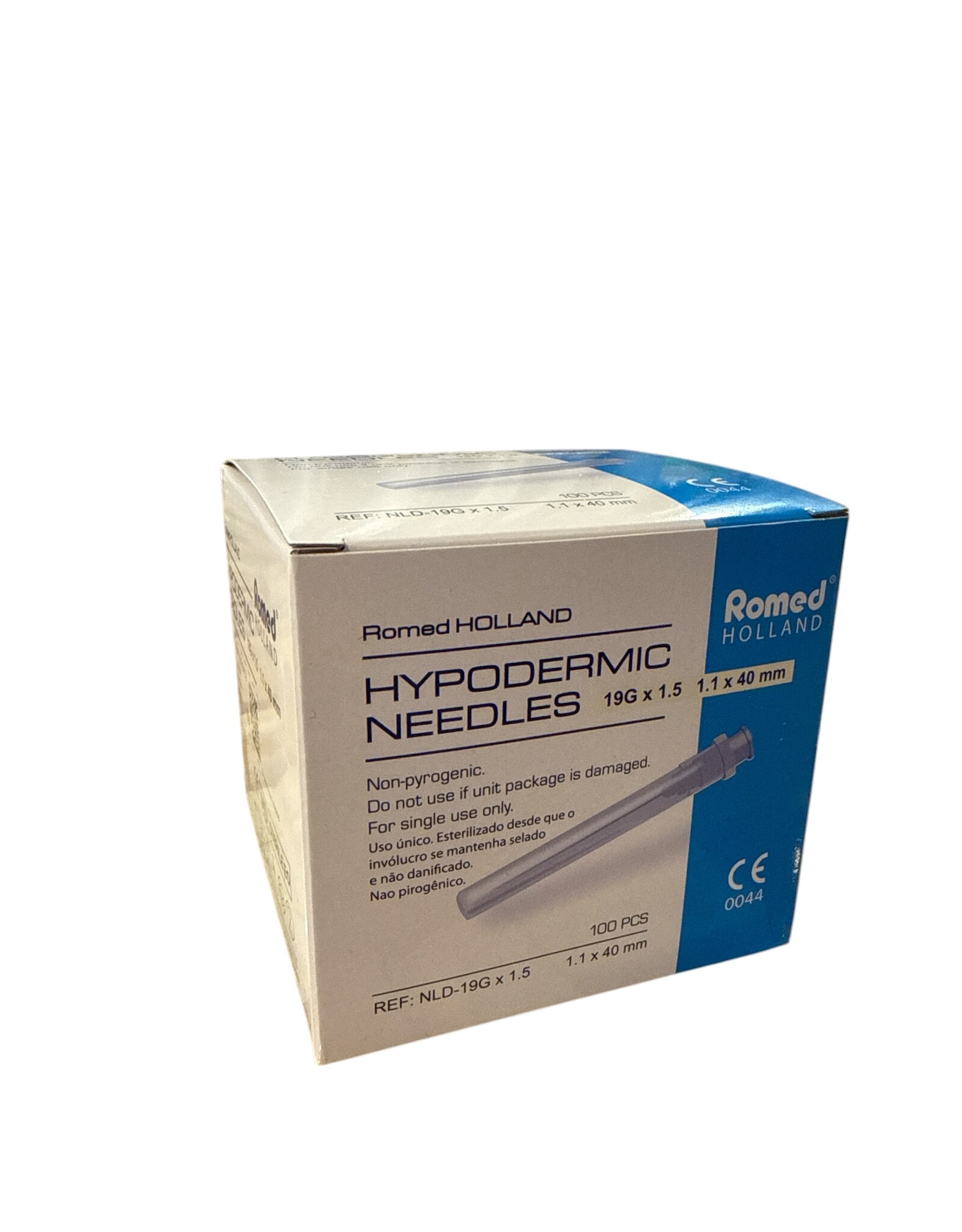 Romed  Romed 100st injectienaald 19G x 1.5 - steriele naalden - injectienaalden - naald - Wit - Roestvrij Staal - Speciaal geslepen facet - injectie