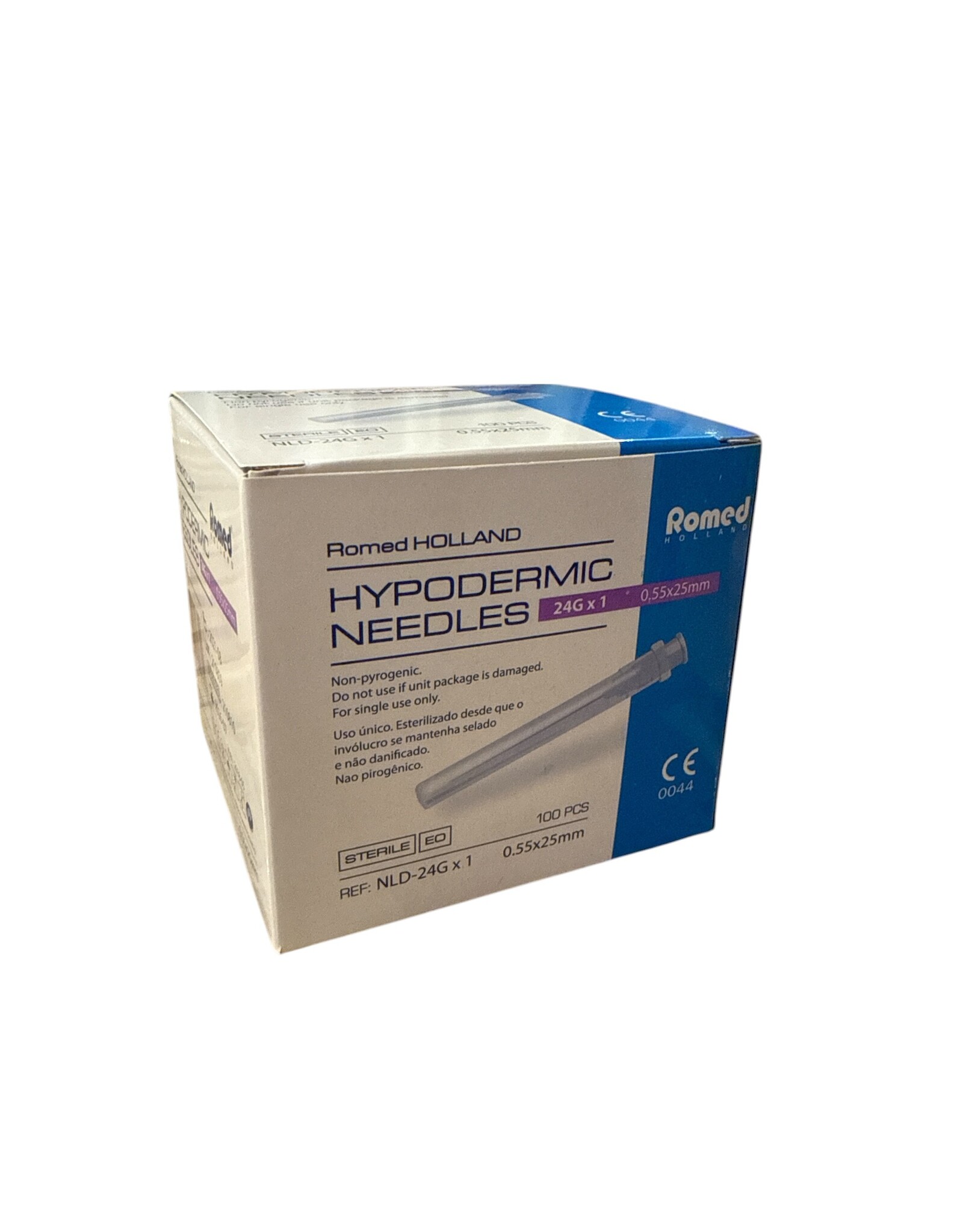 Romed Romed 100 pcs injection needle 24G x 1 - sterile needles - injection needles - needle - Purple - Stainless Steel - Specially ground facet - injection