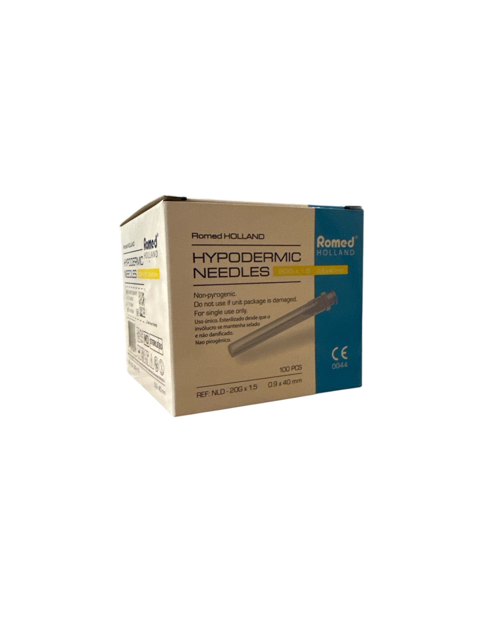 Romed  Romed 100st injectienaald 20G x 1.5 - steriele naalden - injectienaalden - naald - Geel - Roestvrij Staal - Speciaal geslepen facet - injectie