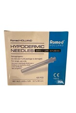 Romed  Romed 100st injectienaald 22G x 1.25 - steriele naalden - injectienaalden - naald - Zwart - Roestvrij Staal - Speciaal geslepen facet - injectie