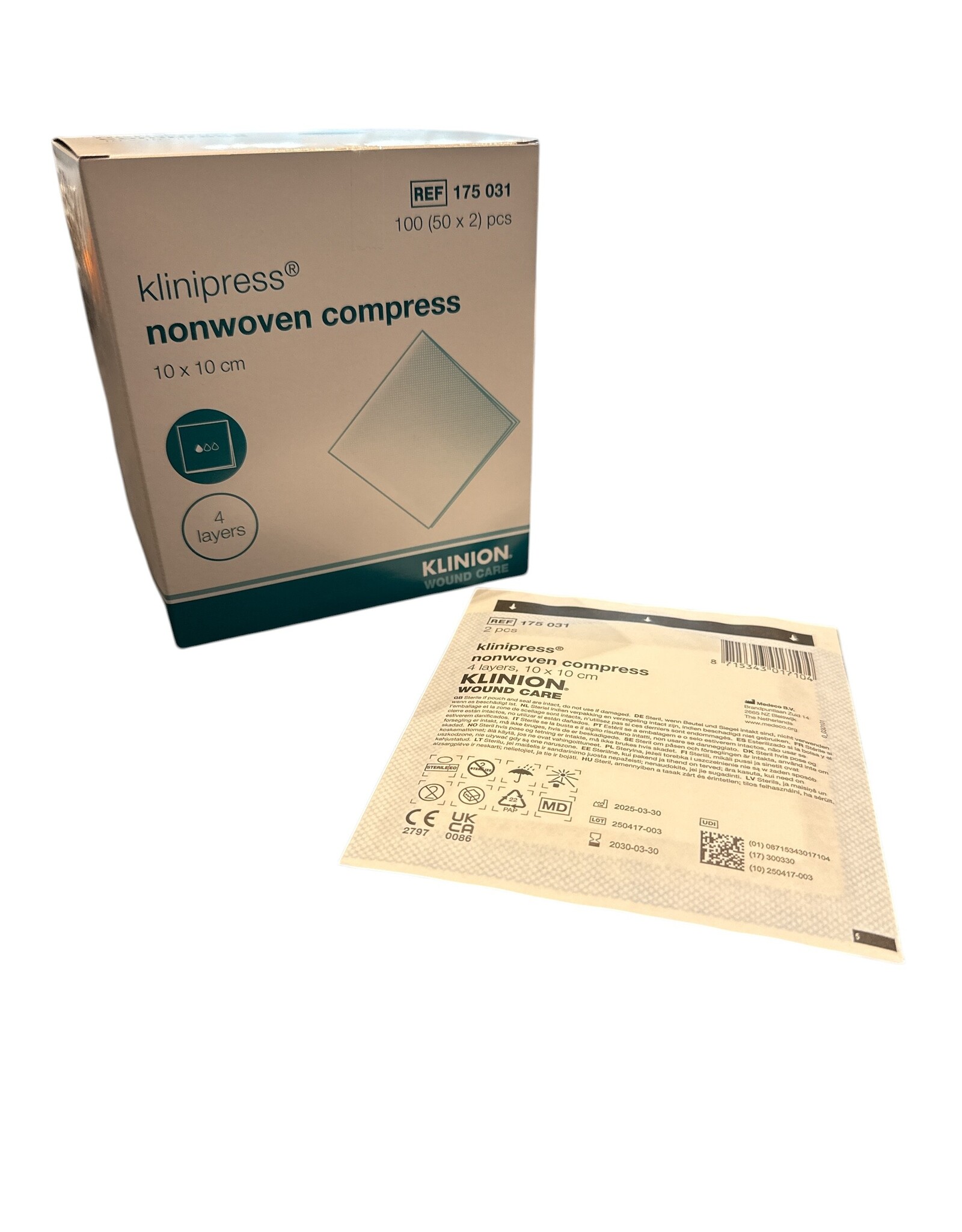 Klinion Klinion non-woven kompres, 10 x 10 cm, 50 x 2 stuks