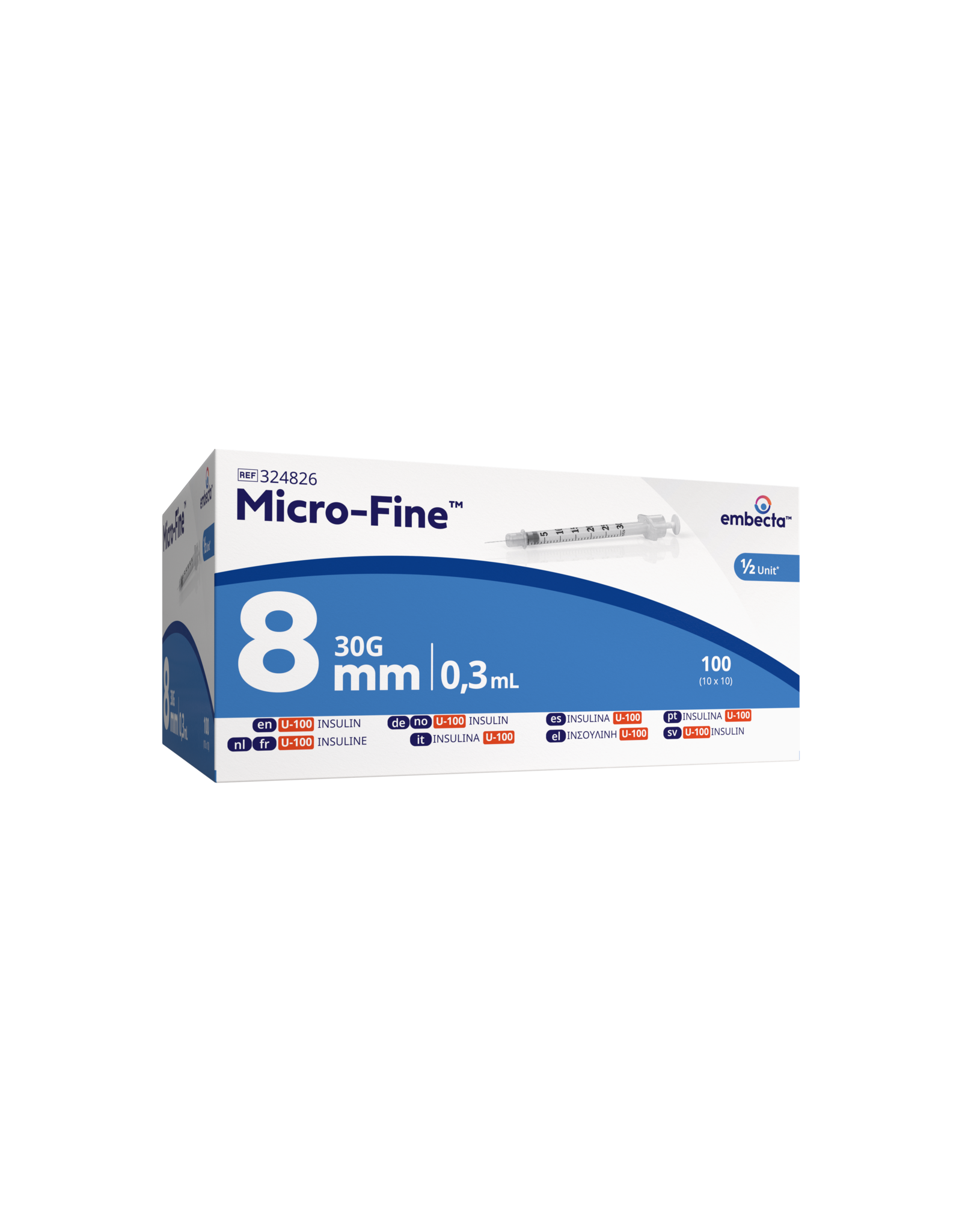 EMBECTA BD Microfine insulin syringe 0.3ml + needle 0.30x8mm U100