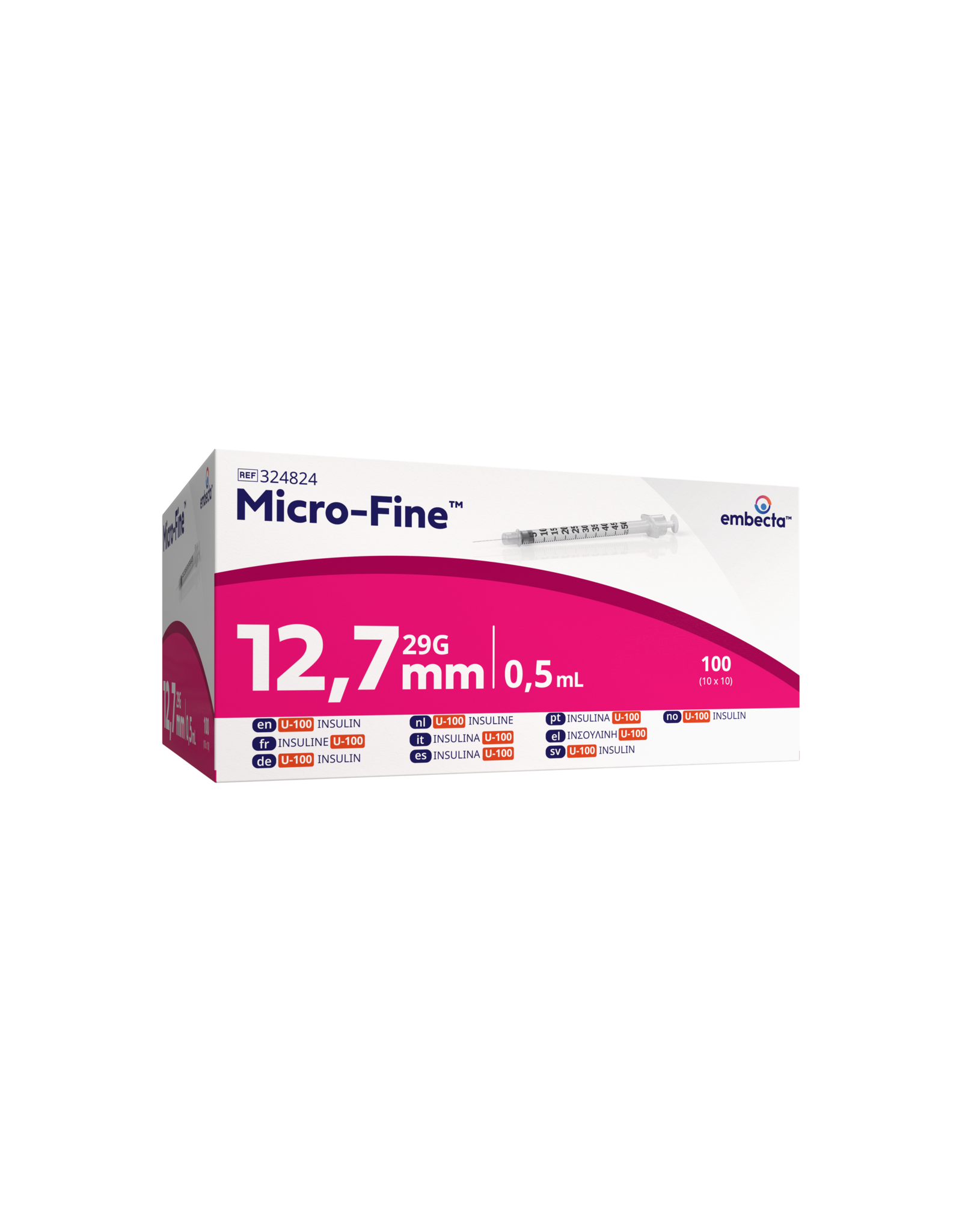 EMBECTA BD Microfine insulin syringe 0.5ml + needle 0.33x12.7mm U100