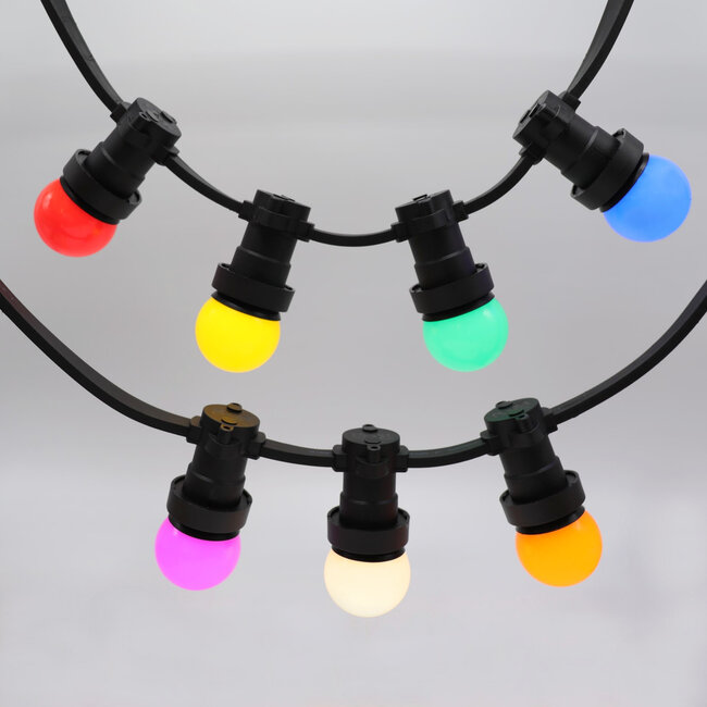 7 farvede LED-pærer - blandet sæt - 1 watt / Ø45