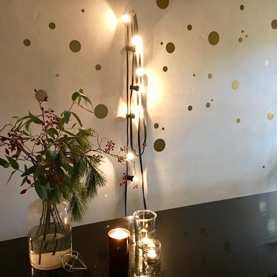 Party lyskæde inkl. fatninger - 10 meter / med eller uden sammenkobling / sort