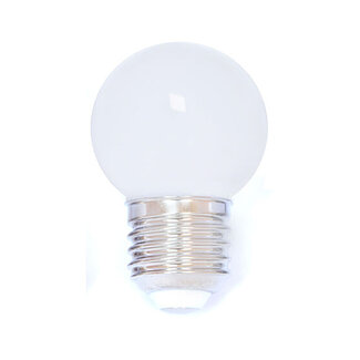 Kølig hvid LED-pære med mælkehvid kugle - 1 watt / Ø45