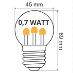 Varmhvid LED-pære med dioder på lange pinde - 0,7 watt