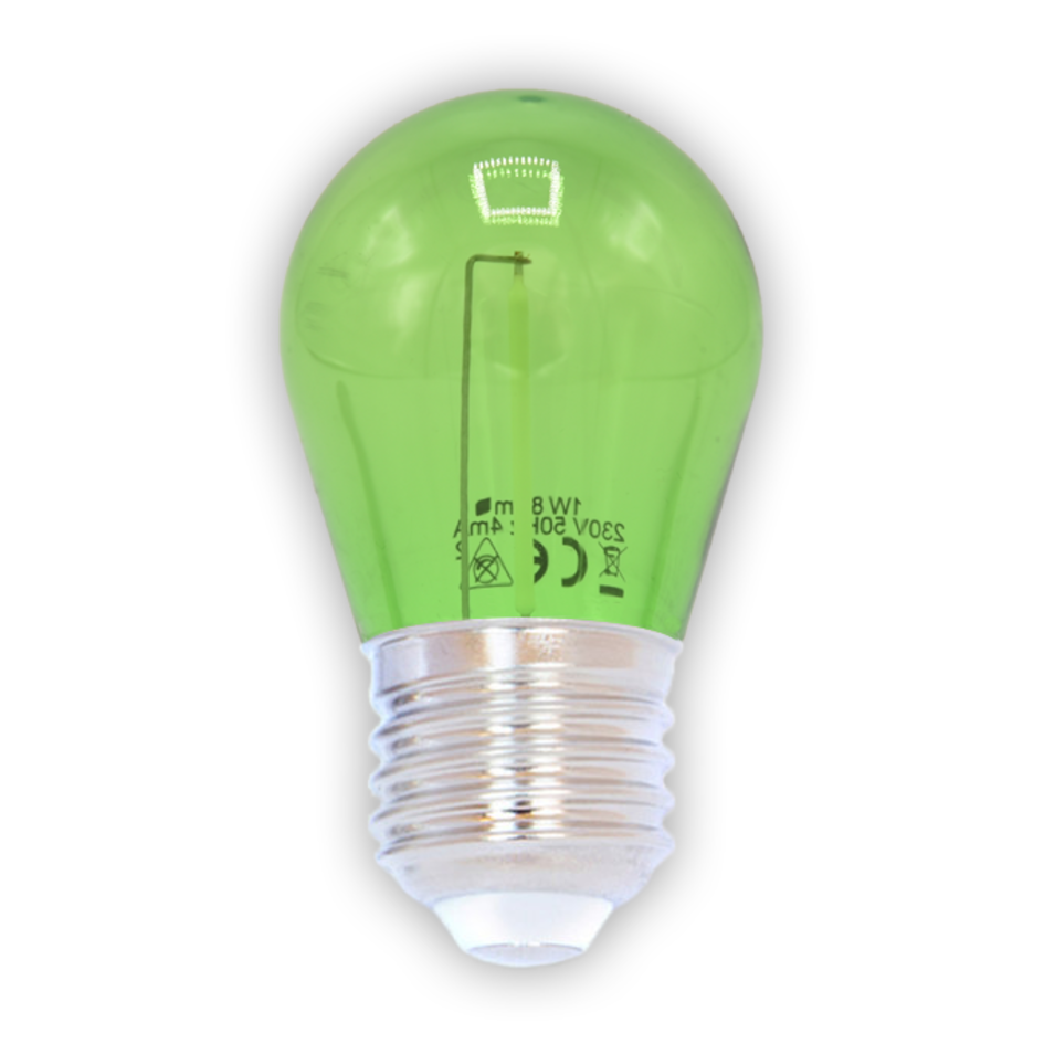 Grøn filament LED-pære - 1 watt / Ø44
