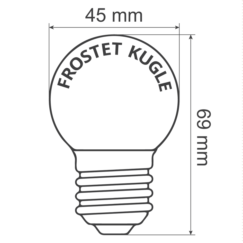 Varmhvid LED-pære med frostet kugle - 1, 1,5 el. 2 watt / Ø45