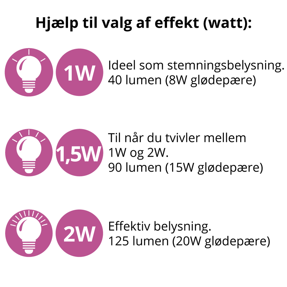 Varmhvid filament LED-pære - 1 watt / Ø44
