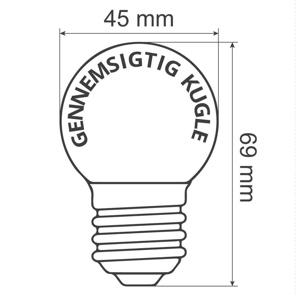 Varmhvid LED-pære med nedsunkne dioder - 1 el. 2 watt / Ø45