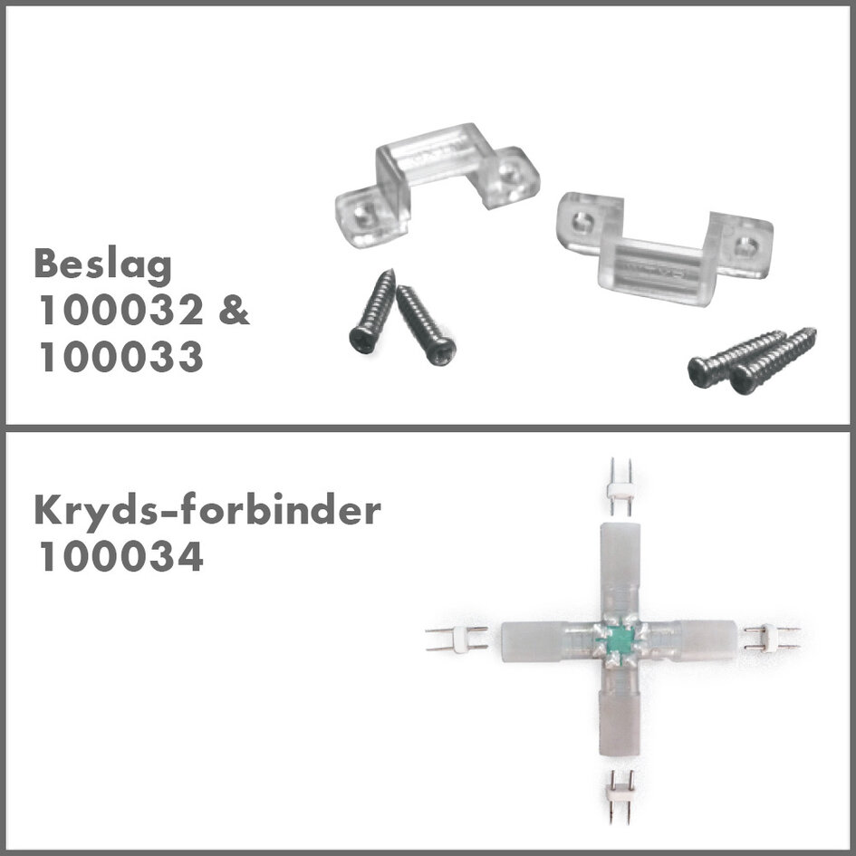Diverse tilbehør til lysslanger med LED-strips