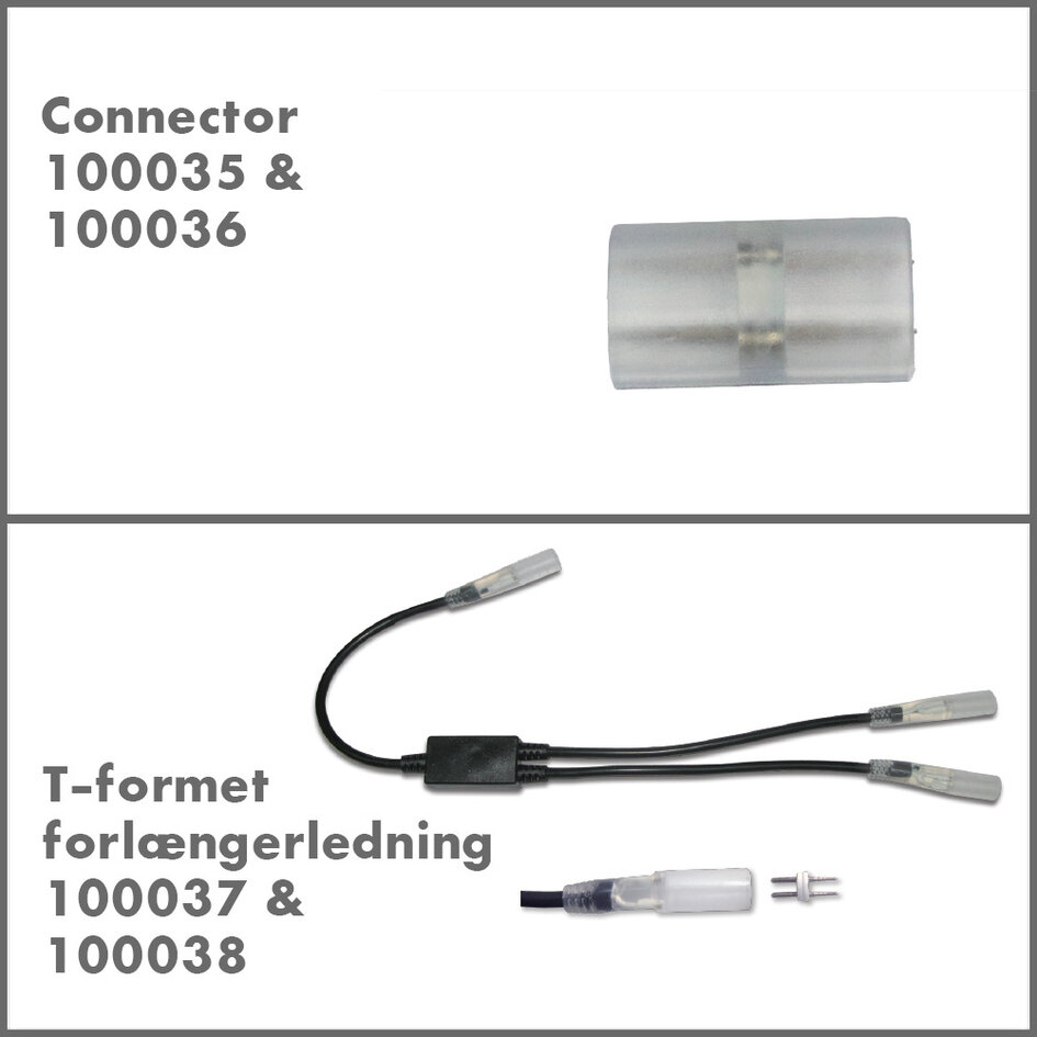 Diverse tilbehør til lysslanger med LED-strips