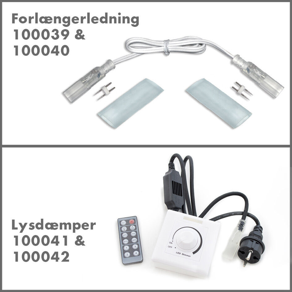 Diverse tilbehør til lysslanger med LED-strips