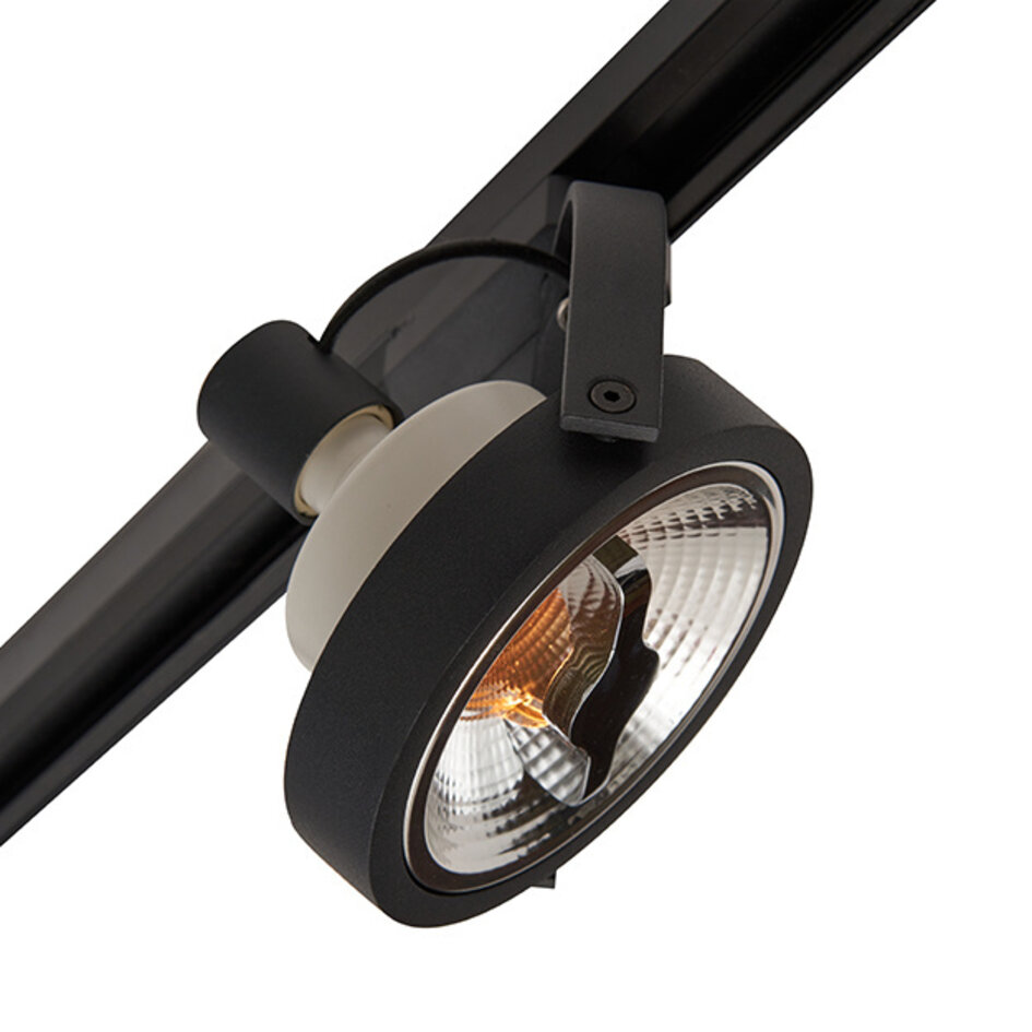 1-faset lysskinne - 1,5 meter med Skaly spots - sort