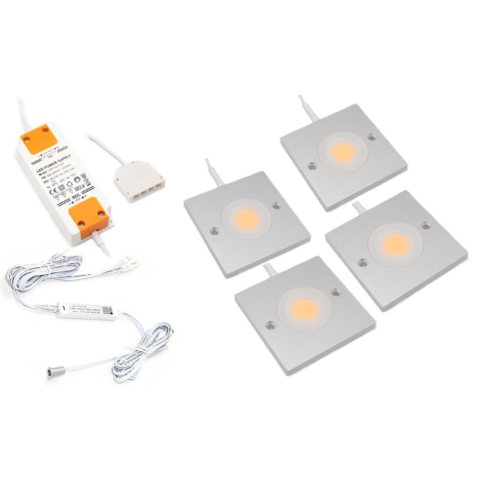 LED-skabsbelysning - Alina - komplet sæt med 4 spots