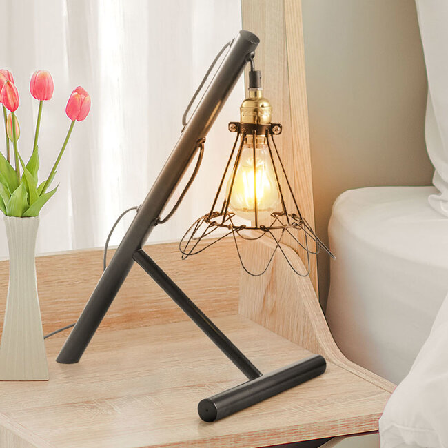 Industriel bordlampe med blomsterformet metalskærm - Marbella