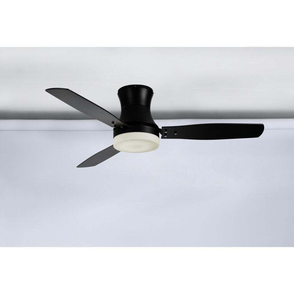 Industriel loftventilator i sort inkl. LED-lys og fjernbetjening - Lorre