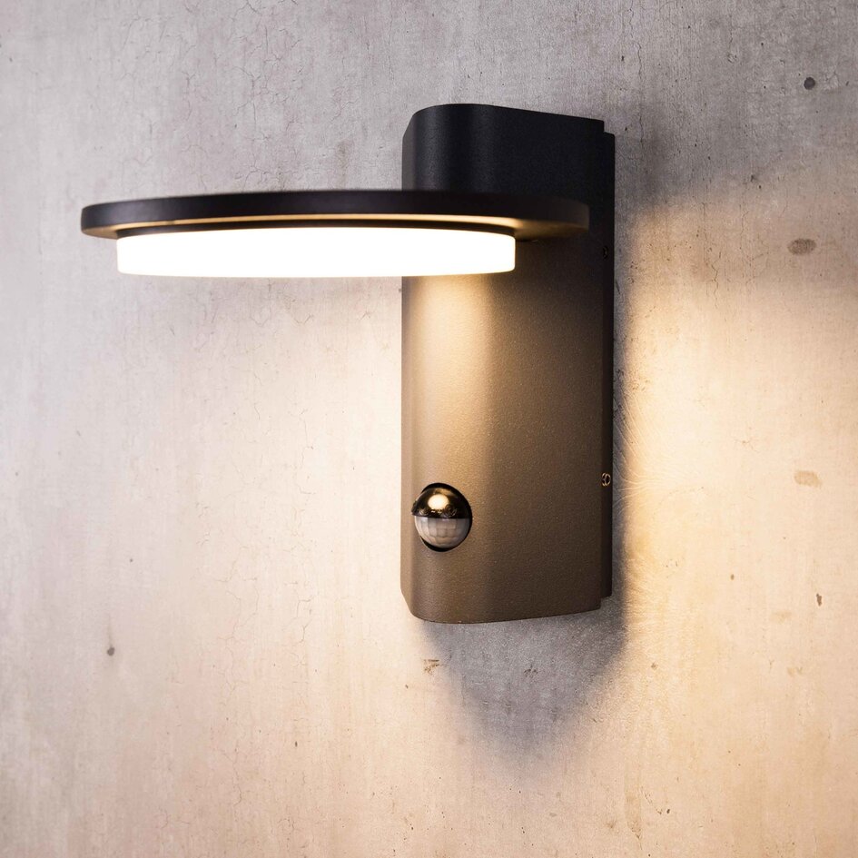 Sensorlampe udendørs, væghængt - Mayson - antracit
