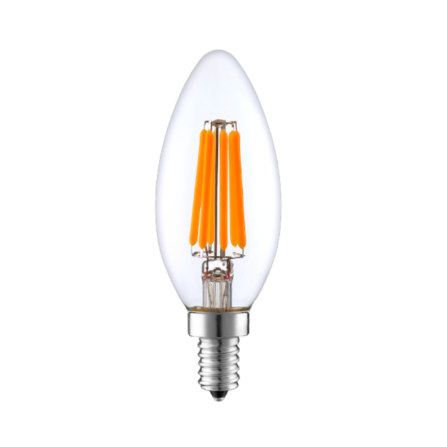 E14 LED-kertepære, filament med klart glas - 5,5 watt, 2700K, dæmpbar