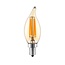 E14 flammeformet LED-kertepære, filament med ravfarvet glas - 5,5 watt, 2200K, dæmpbar