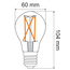 E27 LED-kronepære, filament med klart glas - 7 el. 9 watt / 2700-2500-2200K / Ø60 / varm dæmpning