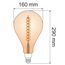 E27 LED-globepære XXL, spiral filament med ravfarvet glas - 8,5 watt / 2000K / Ø160 / dæmpbar
