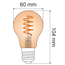 E27 LED-kronepære, spiral filament med ravfarvet glas - 5 watt / 1800K / Ø60 / dæmpbar