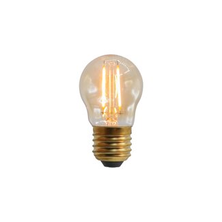 E27 LED-pære, filament med amber glas - 2,5 el. 4,5 watt / 2000K / Ø45 / dæmpbar