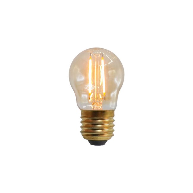 E27 LED-pære, filament med amber glas - 2,5 el. 4,5 watt / 2000K / Ø45 / dæmpbar