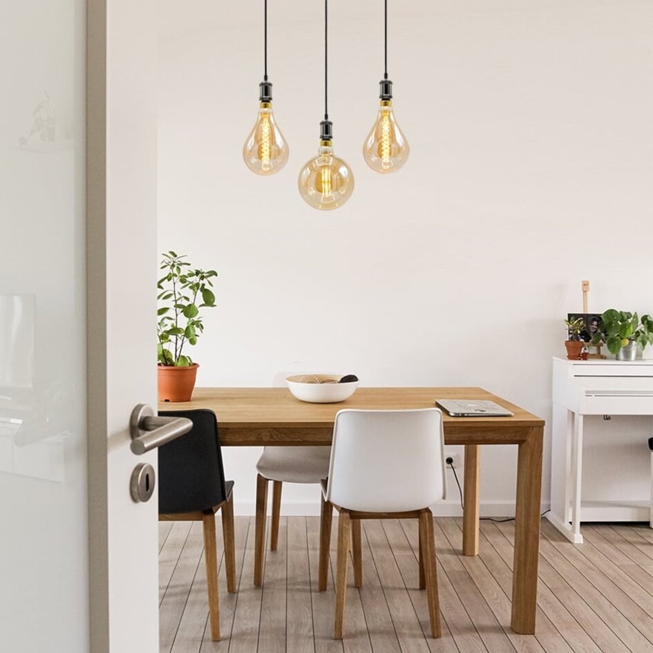 E27 LED-globepære XXXL, dobbeltdækker filament med ravfarvet glas - 10 watt / 2000K / Ø200 / dæmpbar