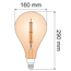 E27 LED-globepære XXL, dobbeltdækker filament med ravfarvet glas - 10 watt / 2000K / Ø160 / dæmpbar