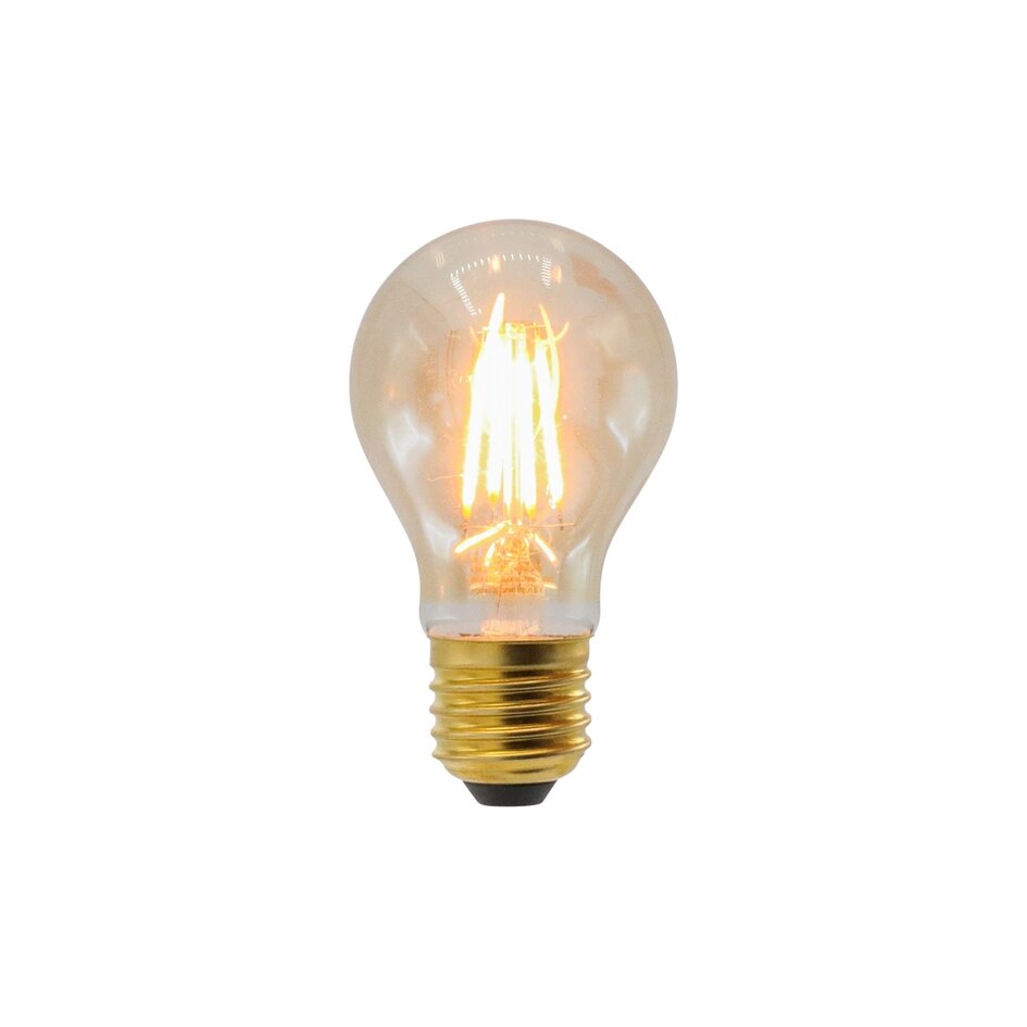 E27 LED-kronepære, filament med ravfarvet glas - 2,5, 4,5, 7 el. 10 watt / 2000K / Ø60 / dæmpbar