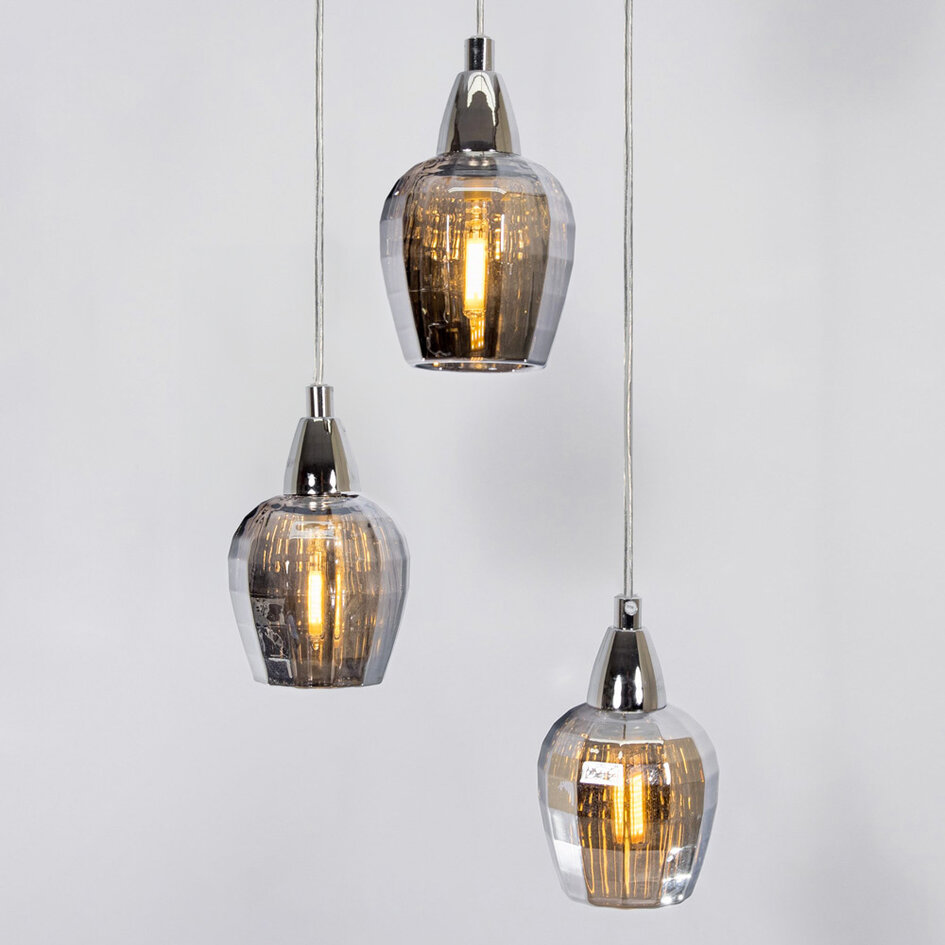 Loftlampe i forkromet glas, grå - Veronica