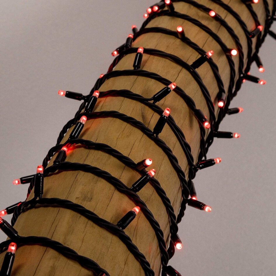 Flerfarvet (RGB) julelyskæde med appstyring | Linkbar | Fra 10 meter med 100 LED-lys | Sort gummi