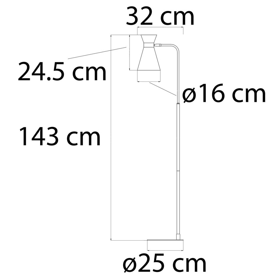 Standerlampe / læselampe - Alyssa - sort med gulddetaljer