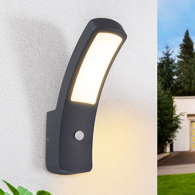 Moderne væglampe med sensor, udendørs - Noah - sort