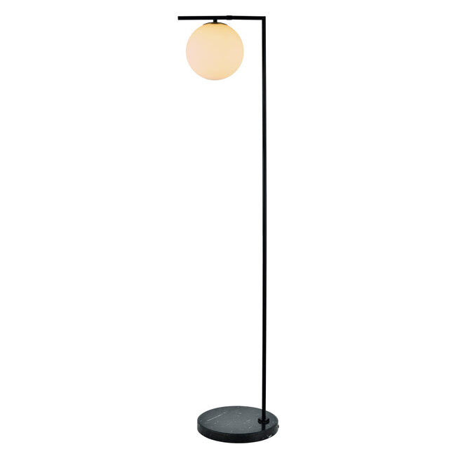 Standerlampe med glaskuppel - Anello - opalhvid/sort