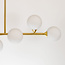 Loftslampe med 6 glaskugler - Aster - guld med opalhvidt glas