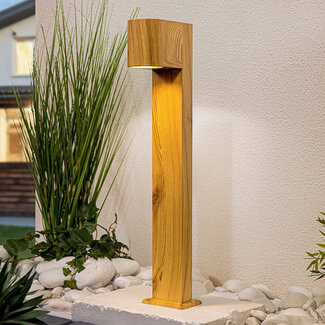 Industriel bedlampe, 50 cm - Simone - imiteret træ