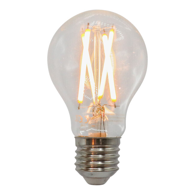E27 LED-kronepære, filament med klart glas - 7 el. 9 watt / 2700-2500-2200K / Ø60 / varm dæmpning
