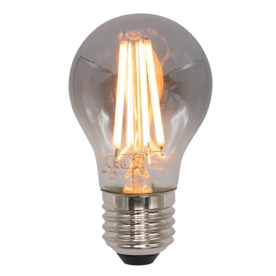 E27 LED-kronepære, filament med røgfarvet/smoke glas - 8,5 watt / 1800K / Ø60 / dæmpbar