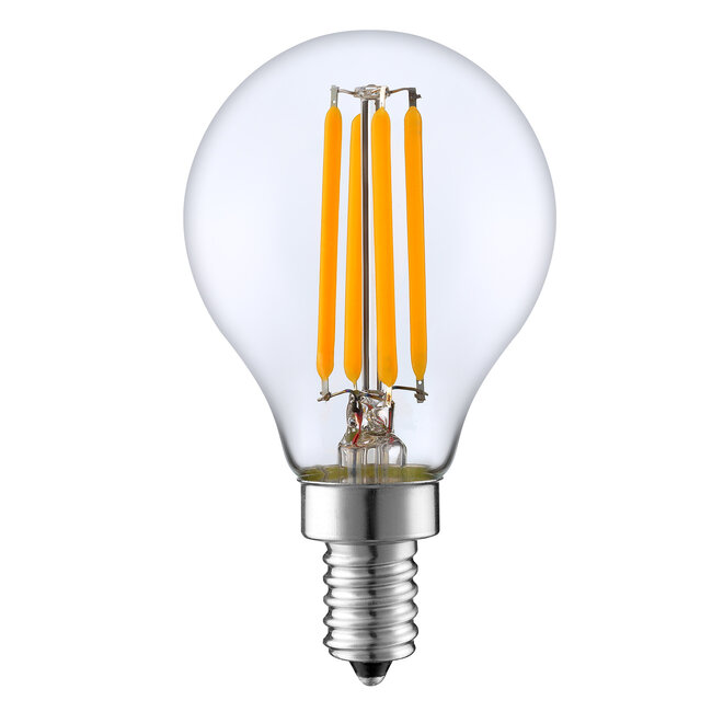 E14 LED-kronepære, filament med klart glas - 5,5 watt, 2700K, dæmpbar