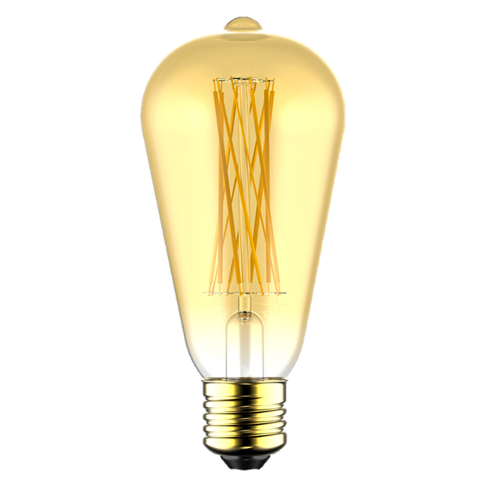 E27 LED-edisonpære, krydset filament, ravfarvet glas - 4,5 watt / 2200K / Ø64 / dæmpbar
