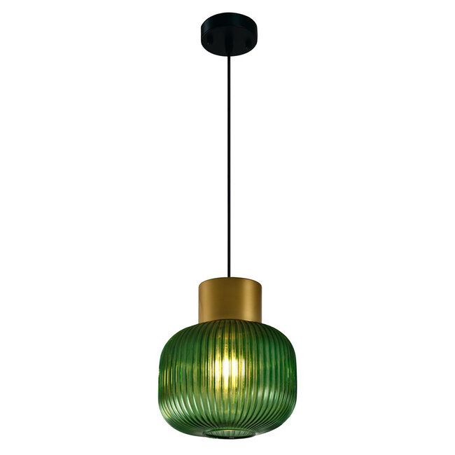 Hængelampe med grønt glas, 1 lyspunkt - Inya