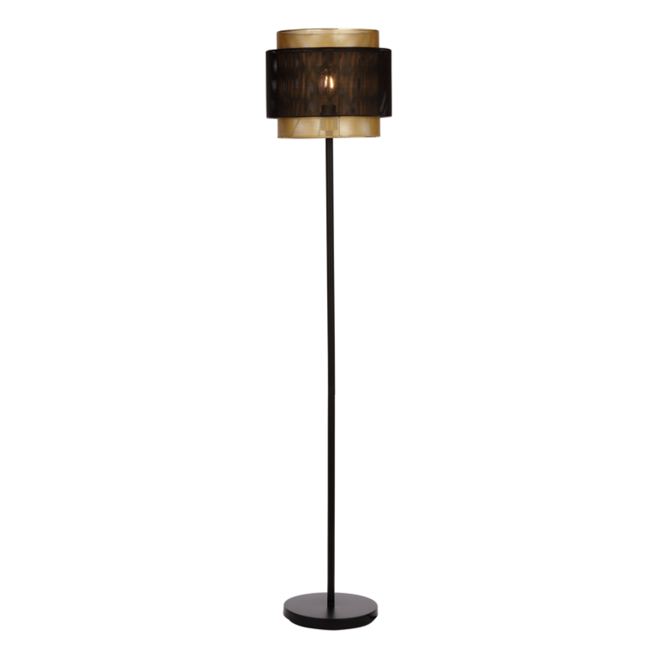 Fishnet gulvlampe - John - sort og guld